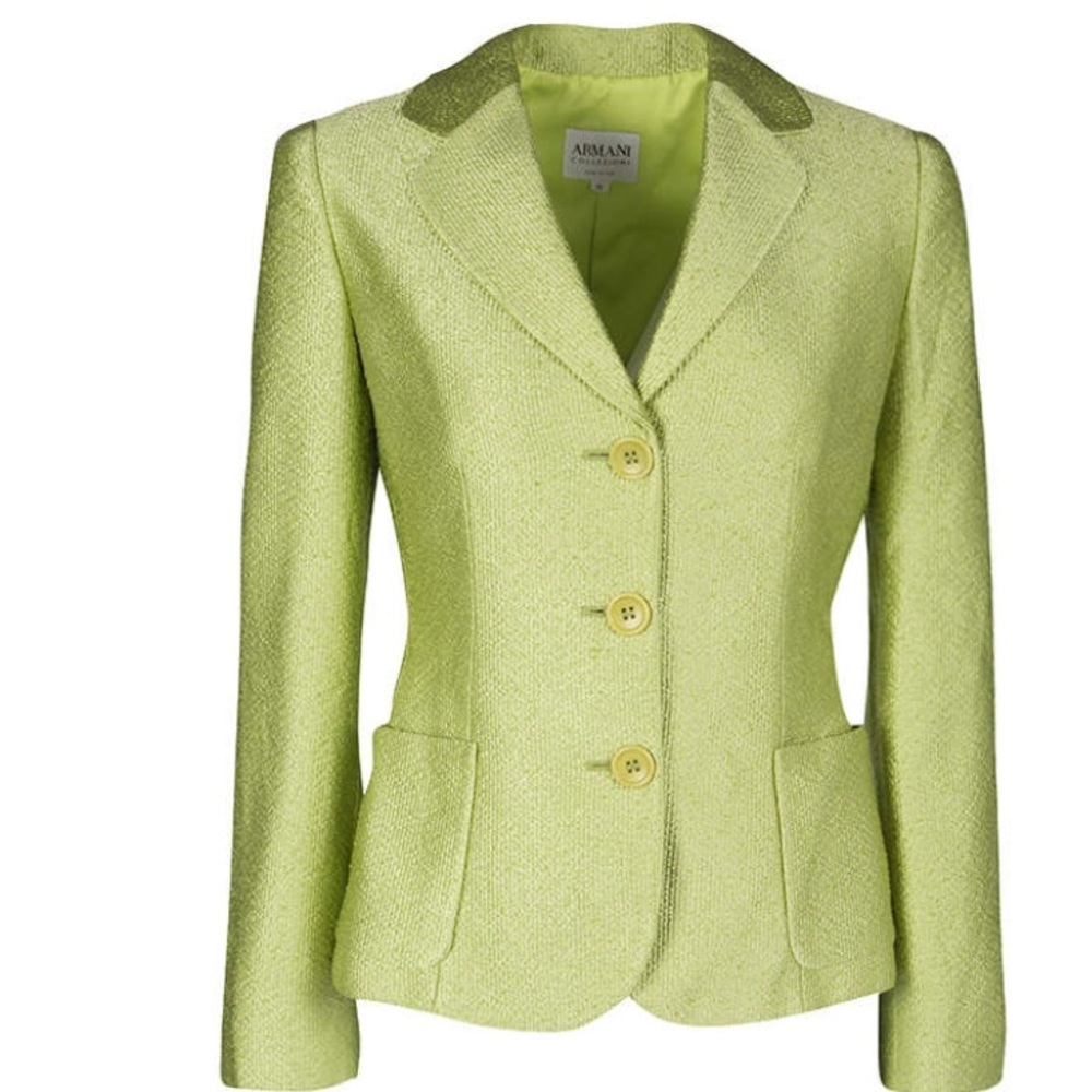 Armani Collezioni
Armani Collezioni Textured Lime Green Three Button Blazer